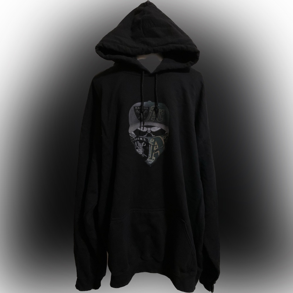 Oakland Colab Raiders And A’s Black Pullover Hoodie Sweatshirt Size 4XL